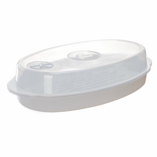 Steamer Heater Dish for Microwave Oven Round Plastic Bowl Hot Steamed