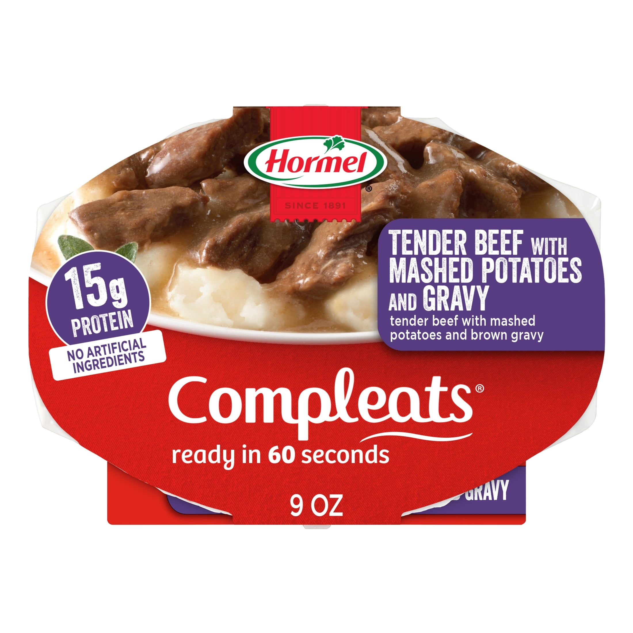 HORMEL COMPLEATS Roast Beef & Mashed Potatoes, 9 oz Plastic Tray, (Pack of 4)