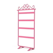 Earring Holder 48 Holes Metal Jewelry Organizer Hanging Display Storage Rack Tower (Pink)