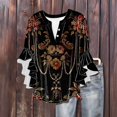 thumbnail image 4 of ICHUANYI Womens 3/4 Length Sleeve Tops Summer Ruffle Sleeve Blouses V-Neck Lace T-Shirts Dressy Casual Top, 4 of 6