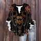 thumbnail image 4 of Tejiojio Women's Casual Printed Top Lace Trim V-Neck 3/4 Sleeves Button Down Fashionable Daily Wear, 4 of 6