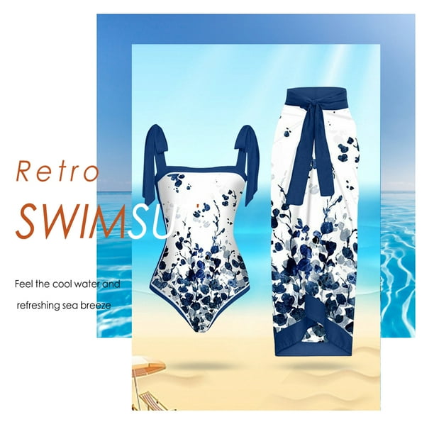 Traje De Baño Damas 2 piezas de traje de baño de playa para mujer con cordones y vestido para deportes acuáticos (L White Leave