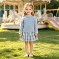 thumbnail image 3 of Mnyotv Back to School Outfits for Girls Fall Clothes Long Sleeve Sweater and Mini Plaid Skirts Size 5-6Years, 3 of 6