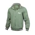 thumbnail image 3 of Chaqueta a prueba de viento de alta calidad para hombre, chaqueta con estampado de cremallera, cuello levantado, informal, simple, a la moda, estilo motocicleta, primavera, otoño, nuevo, 3 of 5