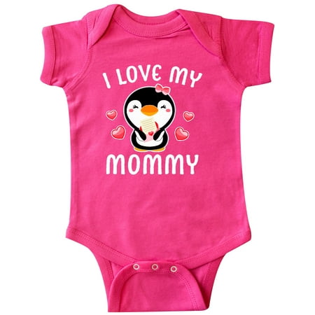 

Inktastic I Love My Mommy with Cute Penguin and Hearts Gift Baby Girl Bodysuit