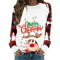 thumbnail image 1 of DYMADE Women Plus Size Christmas Print Crew Neck Long Sleeve Loose Casual T-shirt, 1 of 4
