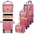 thumbnail image 2 of Byootique Red Gold Makeup Train Case Lockable Rolling Cosmetic Trolley Storage, 2 of 12