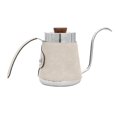 thumbnail image 1 of Pour over Drip Pot Gooseneck Coffee Kettle PU Leather Cover 600ml Coffee Tea Pot beige, 1 of 9