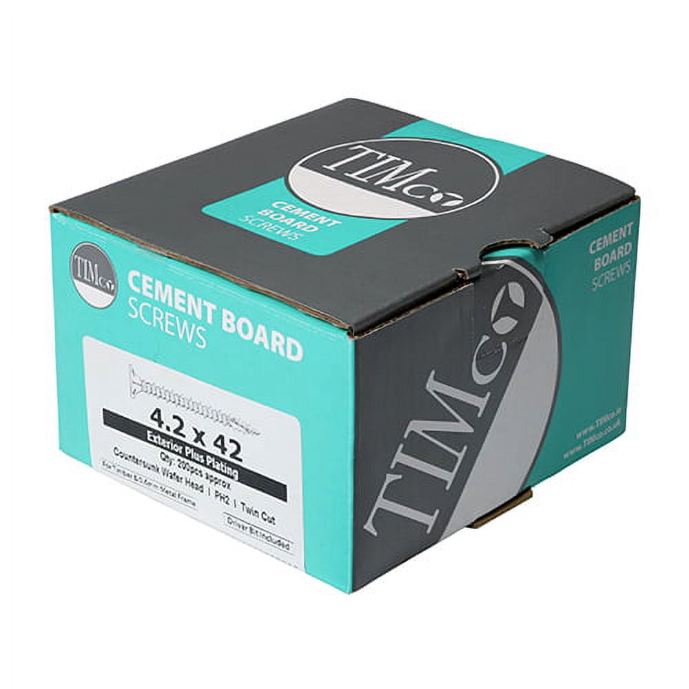 Timco - Drywall Construction Timber Stud Cement Board Screws - PH - Countersunk Wafer - Twin-Cut - Exterior - Silver Organic (Size 4.2 x 32 - 200 Pieces)