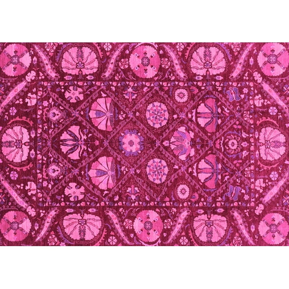 Ahgly Company Indoor Rectangle Abstract Pink Modern Area Rugs, 6' x 9'