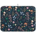 thumbnail image 1 of Colorful Flower Dish Drying Mat 16x18 Inch Navy Blue Wildflower Microfiber Drying Mat for Kitchen Counter Coffee Bar Highly Absorbent and Stylish Kitchen Decor, 1 of 1