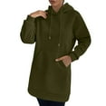 thumbnail image 4 of Yteetum Women's Oversize Hoodies Dress Drawstring Slim Pullover Maxi Hoodie Dress Coats Womens Casual Solid Loose Long Sleeve Hooded Sweatshirt Dress with Belted Pockets Outerwear Fall Clothes, 4 of 9