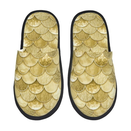 Balery Mermaid Fish Scale Slient Indoor Furry Fleece Comfort House Shoes Soft Non-Slip Home Shoes Cotton slippers House Slippers-- Medium