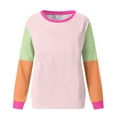 thumbnail image 5 of Xcmzpl Womens Sweatshirts Cute Color Block Round Neck Sweatshirt Fashion Sweater Tops Workout Long Sleeve Shirts Fall Clothes, 5 of 5