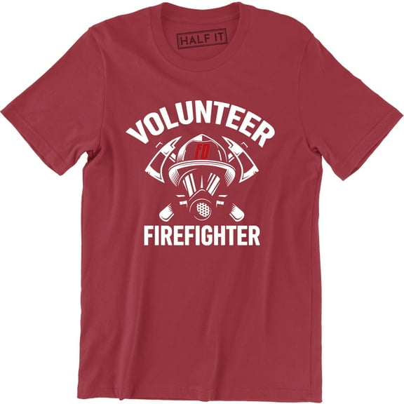 Firefighter Volunr Fire Rescue Thin Red Line Department Mens Tee Shirt