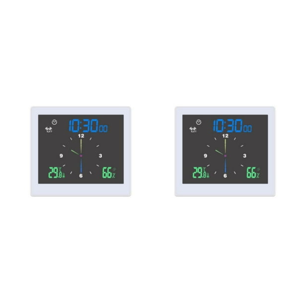Speravity Estación meteorológica digital de 5 pulgadas Termómetro de ventana Hidrómetro electrónico Pantalla a color Reloj Baño Cocina Blanco 2piezas