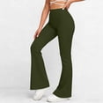thumbnail image 2 of Jewelreauty Women's Flare Leggings High Waisted Ultra Soft Stretchy Yoga Workout Gym Bell Bottom Pants (XL, Army Green), 2 of 8