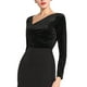 thumbnail image 4 of INSPIRAR CHIC Blusa de Fiesta Ajustada para Mujeres con Cuello Arrugado Asimétrico de Manga Larga de Terciopelo M Negro, 4 of 5