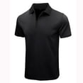thumbnail image 2 of safuny Men's Slim Business Shirts Turndown Collar Pullover Trendy Relaxed Solid Color Tops Clearance Short Sleeve Quarter Button Tees Summer Activewear Casual Workout Black XL, 2 of 5