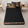 thumbnail image 4 of Castle Fairy Rustic Patchwork Wildlife Zipper Queen Comforter Set with Fitted Sheet and 2 Pillowcases,Bear Deer Boho Aztec Zipper Bedding Set,Sage Red Cream,Black Reversible,4 Pieces, 4 of 6