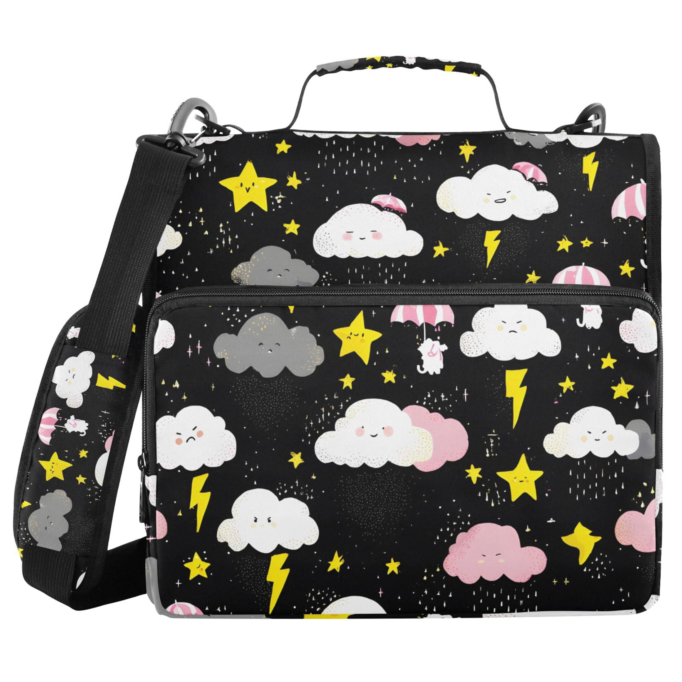 ALAZA Zipper Binder Cute Stars Cloud 3 Ring Trapper Keeper File Folder Organizer Bag