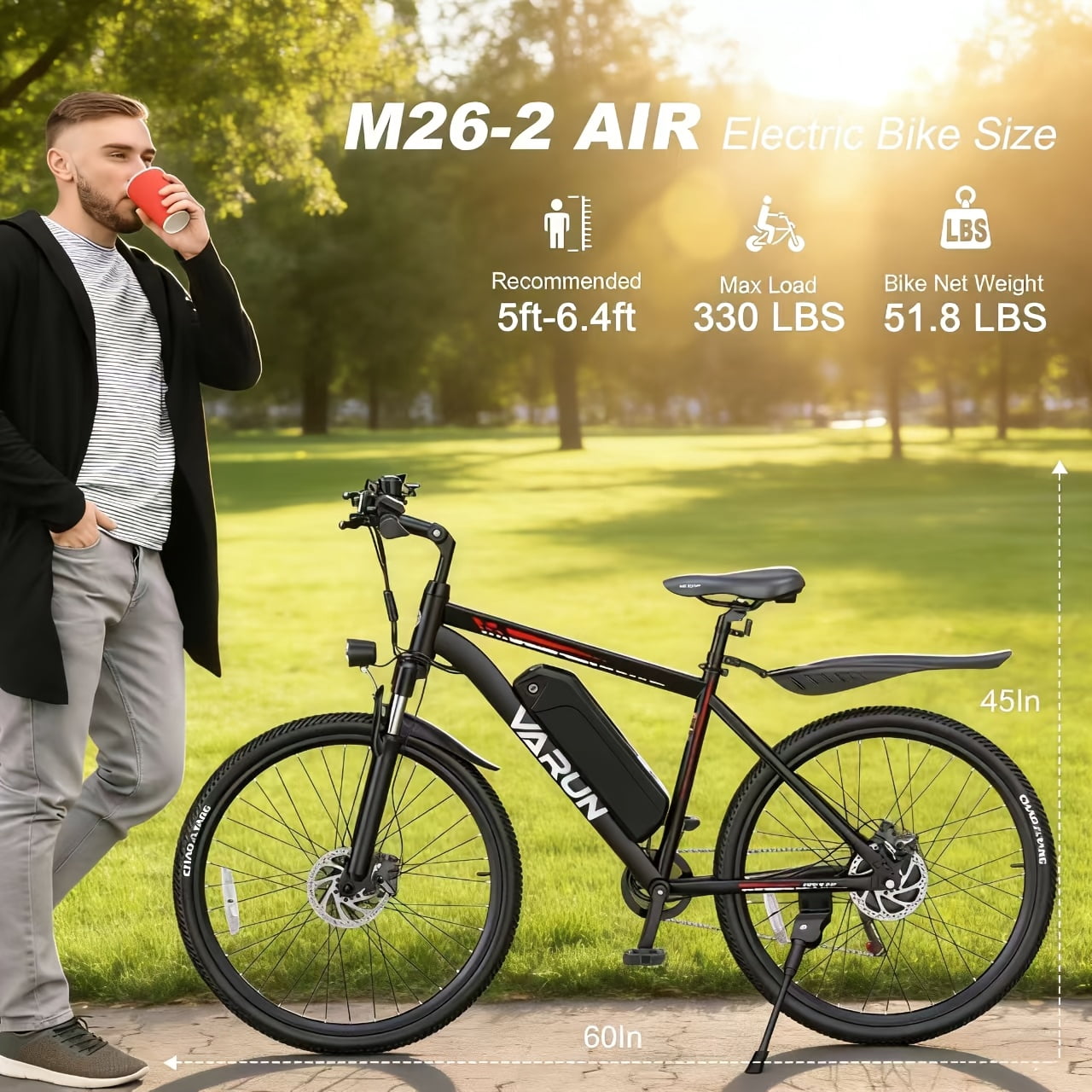 500W Adult Electric Bicycle, 26-inch Electric Mountain Bike, 7-speed Commuter Electric Bike, with Built-in LCD Display, Maximum Load Capacity Of 330 Pounds, Two Charging Modes