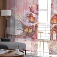 thumbnail image 4 of Pink Christmas Sheer Curtains 63 Inches Length 2 Panels Set, Window Sheer Curtains for Living Room/Bedroom, Snowflake Watercolor Xmas Tree Light Filtering Rod Pocket Curtain 52'' x 63'' x 2, 4 of 7