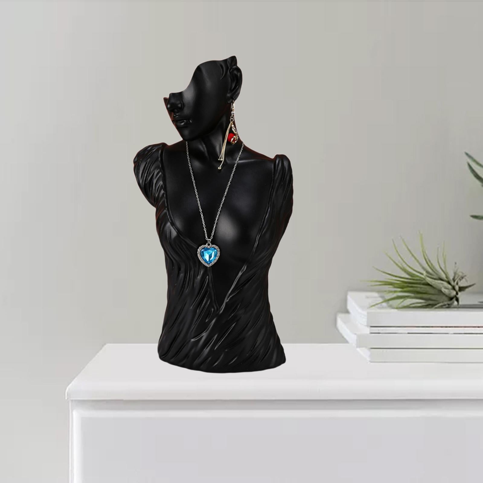 Mannequin Resin Jewelry Display Stand Necklace Bust Earring Pendant Rack S Black S Black 25X13X11cm