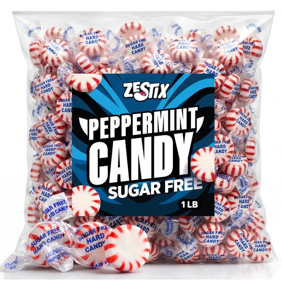 Sugar Free Peppermint Candy, 1 lb Individually Wrapped Starlight Mints, Peppermint Hard Candy