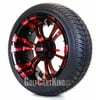 14" Vampire Red/Black SS Wheel/Rim and 205/30-14 DOT Golf Cart Tire Combo