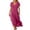 Hot Pink, variant on Unir Women's Summer Maxi Dress, Solid Color Eyelet Short Sleeve V-Neck Casual Dress for Daily & Travel, 1PC, S-XXL