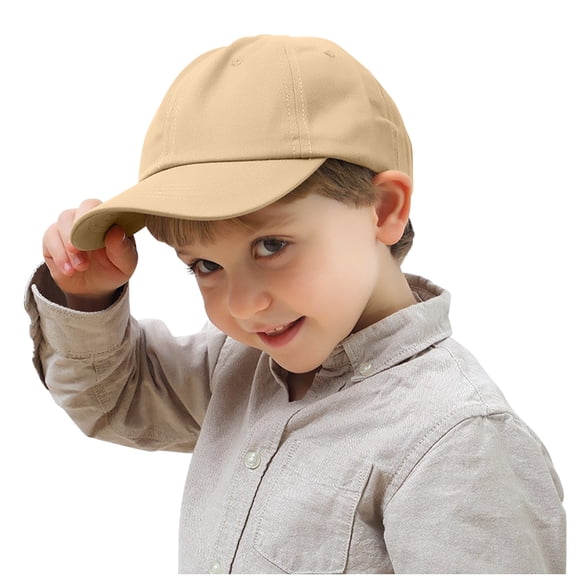 BRGZLK Kids Cotton Baseball Cap Summer Casual Solid Color Adjustable Sun Protection Short Brim Hat for Daily Wear Khaki 48