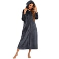 thumbnail image 1 of Women's Fleece Robe Luxury Plush Flannel Hoodie Zipper Dressing Gown with Pockets for Winter, 1 of 5