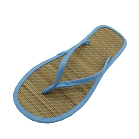 

HGWXX7 Women Flat Slippers Comfortable Non-Slip Sandals Silent Bamboo Rattan Flip Flop Shoes For Women Blue 37