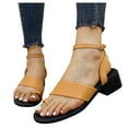 thumbnail image 3 of VerPetridure Women's Sandals Summer Casual able Open-toe Mid-heel Rubber One-line Buckle Sandals, 3 of 9