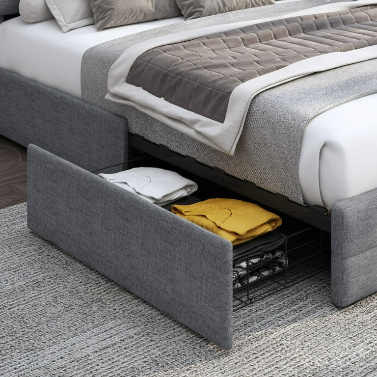 Wadhamさま専用 Homfa King Size Bed with 4 Storage Drawers, Velvet