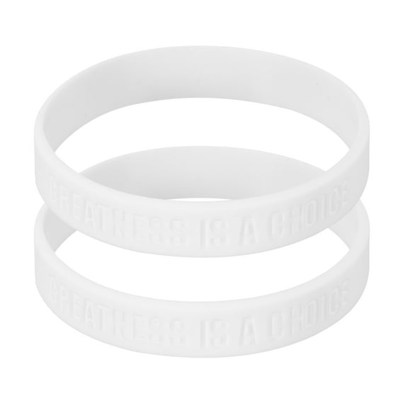 Uxcell 2Pcs Greatness Is A Choice Motivational Wristbands, Personalized Bands with Text Silicone Wristbands Custom Rubber Bracelets for Fitness Workouts Exercise, White