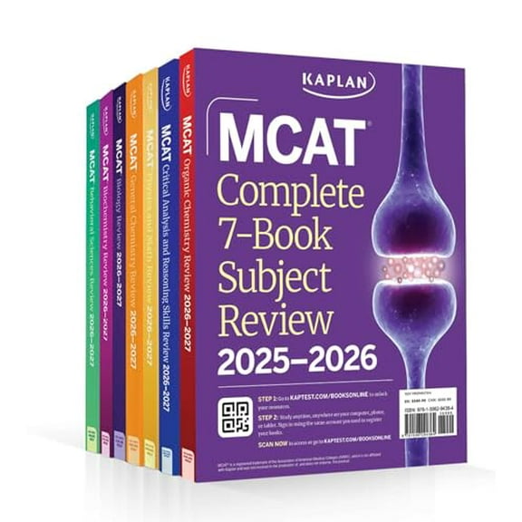 Pre-Owned MCAT Complete 7-Book Subject Review 2025-2026, Set Includes Books, Online Prep, 3 Practice Tests (Kaplan Test Prep) Paperback