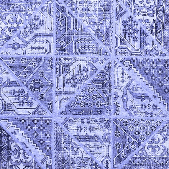 Ahgly Company Indoor Square Patchwork Blue Transitional Area Rugs, 4' Square