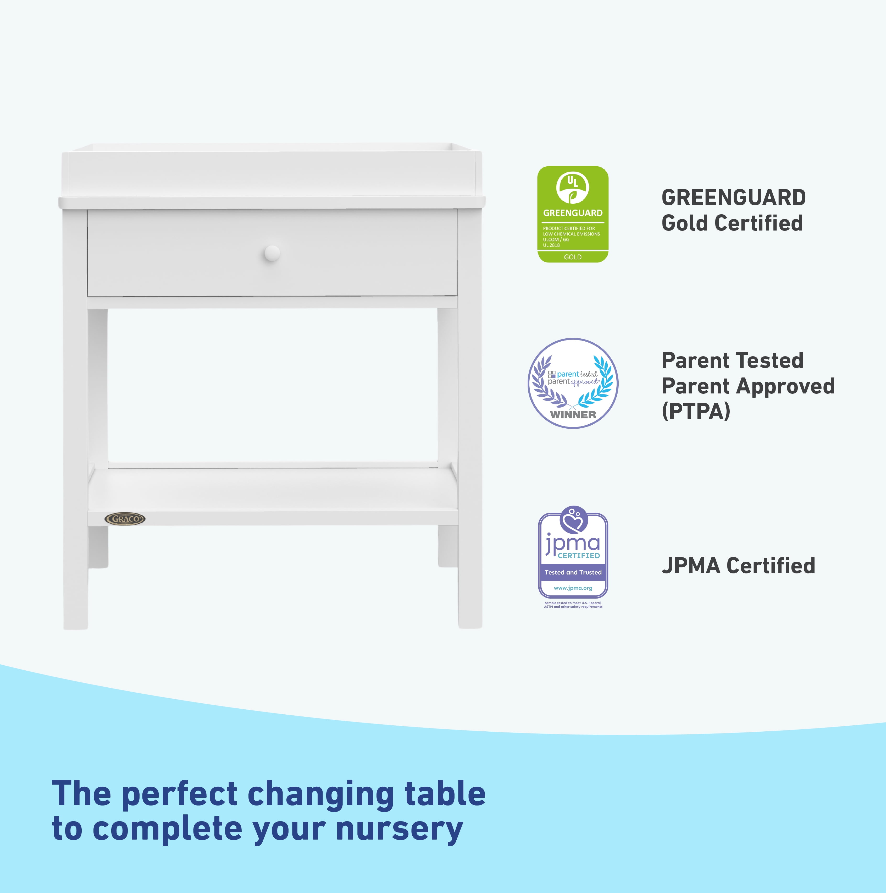 Graco Storage Infant Changing Table, White