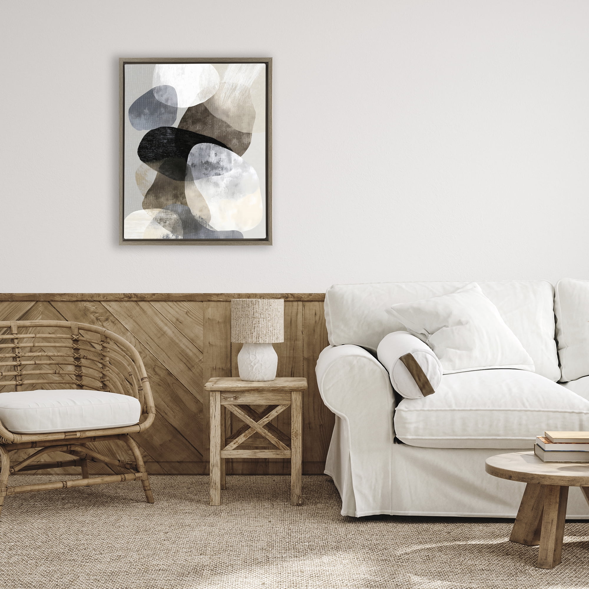 Stupell Industries Thoughts In Muted Layers Brown Framed Floater Canvas Wall Art, design by Ink Drop Loft