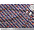 thumbnail image 3 of Soimoi Blue Cotton Poplin Fabric Stripe & Tomato Vegetable Print Fabric by the Yard 56 Inch Wide, 3 of 3