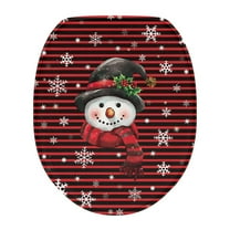 SEANATIVE Christmas Elongated Toilet Lid Cover Snowman Snowflake Toilet Seat Cover for Bathroom Soft and Comfortable Toilet Cover Fits for Most Elongated Oval Toilet