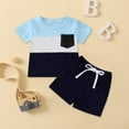 thumbnail image 3 of Toddler Boy Outfits Baby Set Kids Summer Cotton Patchwork Printed Short Sleeve Casual 0 3 6 12 18 24 Months Boys Outfit T Shirt Pullover Tops Shorts Sets 2 Piece, 3 of 3
