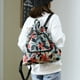 thumbnail image 2 of Mochila con cordón para mujer, mochila de tela de nailon estampada, plegable, con bolsillo con lazo y flores, para mujer, 2 of 6