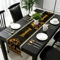 thumbnail image 4 of Halloween Table Runner, Halloween Pumpkin Skull Castle with Black Backgound Rustic Table Runner for Holiday Birthday Party Kitchen Dining Table Home Decor,, 4 of 8