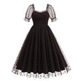thumbnail image 1 of Sexy Vestido Casual para las Mujeres, Moda Polka Dot Encaje Cuello Grande Hinchado para Fiesta, Fecha Y Verano, 1 of 9