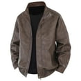 thumbnail image 4 of Wuxian Mens Casual Leather Jacket Slim Fit Full Zip Up Stand Collar Long Sleeve Lightweight Motorcycle Style Outerwear Coat With Pockets Stylish Cozy Streetwear,Brown,XXXXXXL, 4 of 4