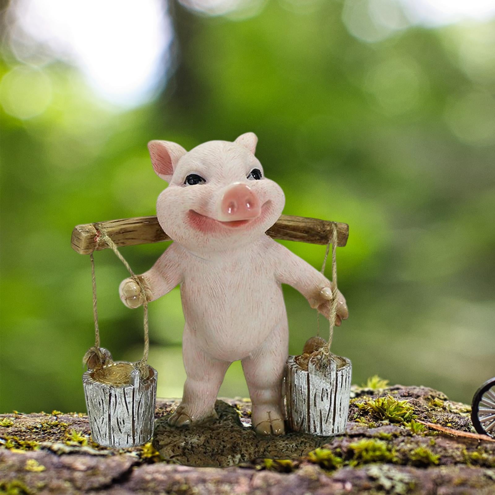 Miniature Pig Figurine Ornament Resin Pig Sculpture Cute Pig Garden