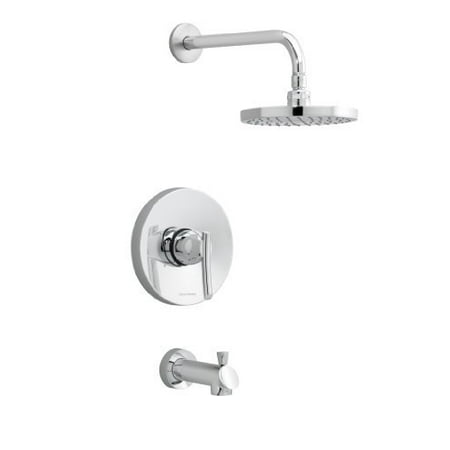 - american standard t010502.002 green tea bath and shower trim kit, 6#3/4-inch rain showerhead, brass shower arm, metal diverter spout, polished chrome